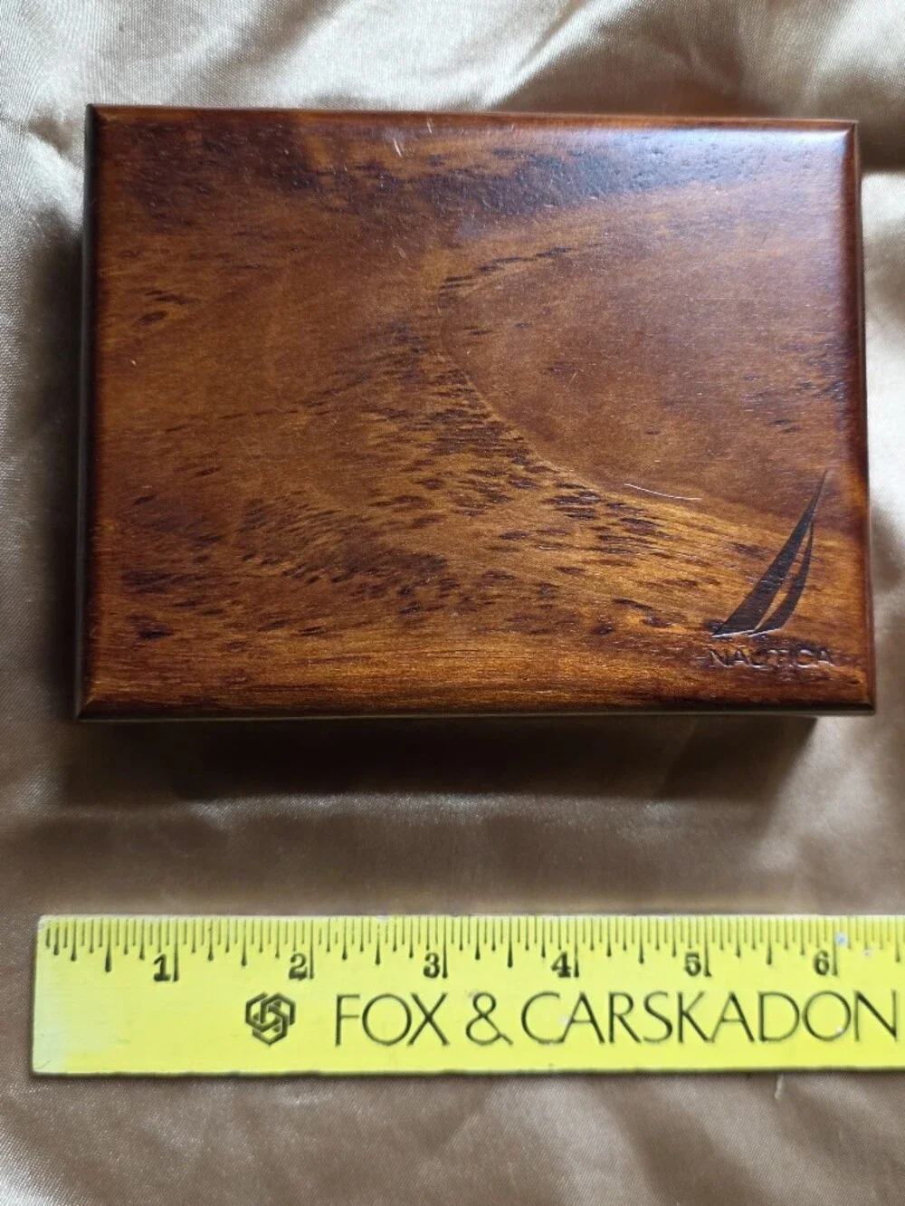 Nautica Polished Wooden Jewelry Box in Warm Brown Finish